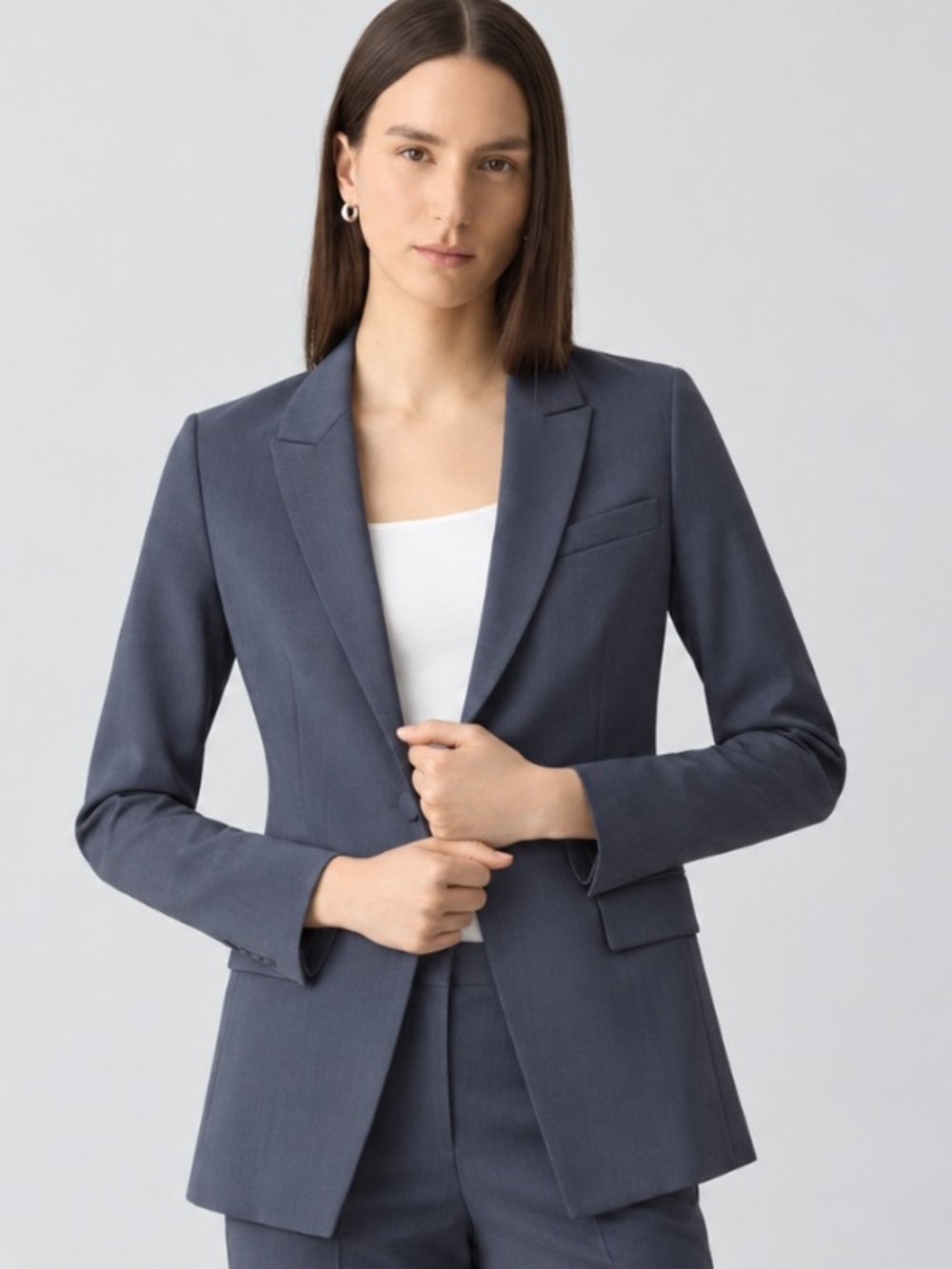 New Theory Etiennette Blazer in Wool Slate Blue